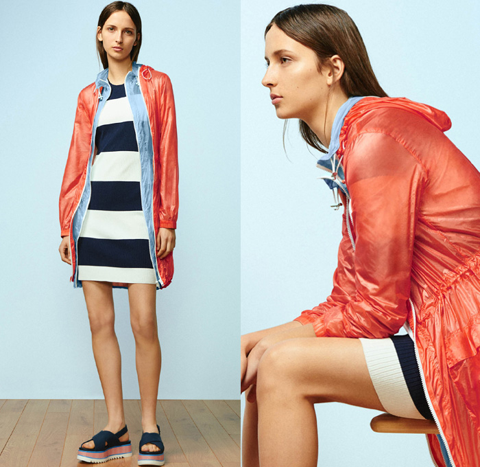 Tory Sport Collection by Tory Burch 2nd Delivery 2016 Spring Summer Womens Lookbook Presentation - Athleisure Performance Activewear Fitness Gym Sporty Swim Bikini Knit Sweater Jumper Tennis Volleyball Golf Stripes Parka Anorak Windbreaker Bomber Track Jacket Vest Nylon Fanny Pack Waist Pouch Belt Bag Dolphin Hem Shorts Hoodie Sweatshirt Check Grid Accordion Pleats Miniskirt Frock Shirt Blouse Sandals Leggings