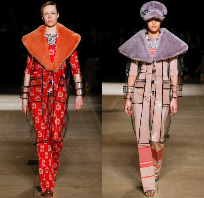 Miu Miu 2017-2018 Fall Autumn Winter Womens Runway Catwalk Looks - Mode à Paris Fashion Week Mode Féminin France - 1920s Twenties Speakeasy The Prohibition Flapper Dress Art Deco 1940s 1960s Mod 1970s Embroidery Bedazzled Jewels Sequins Plush Fur Shearling Shawl Outerwear Coat Bomber Quilted Puffer Down Jacket Knit Sweater Turtleneck Cardigan Plaid Tartan Windowpane Check Gold Metallic Tiger Stripes Skirt Blouse Frankenstein Football High Shoulders Leg O'Mutton Sleeves Telephone Cats Pop Art Motif Silk Satin Accordion Pleats Flowers Floral Leaves Foliage Petals Noodle Strap Fringes Feathers Plastic Raincoat Outline Onesie Jumpsuit Coveralls Sleepwear Pajamas Lounge Russian Ushanka Ear Hat Newspaperboy Cap Baker Boy Applejack Hat Earrings Arm Warmers Gloves Handbag Equestrian Riding Boots Snakeskin Belts Straps Purse Clutch Zippers Wool Nylon Colored Sunglasses