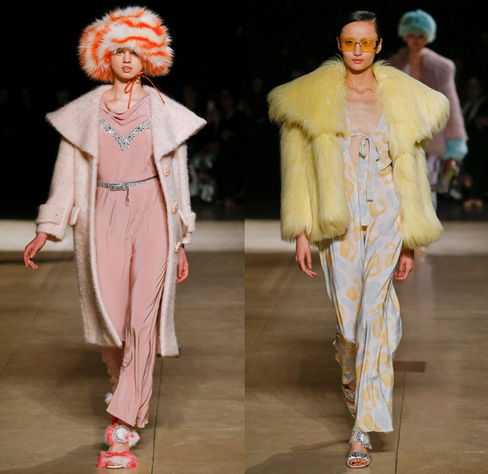 Miu Miu 2017-2018 Fall Autumn Winter Womens Runway Catwalk Looks - Mode à Paris Fashion Week Mode Féminin France - 1920s Twenties Speakeasy The Prohibition Flapper Dress Art Deco 1940s 1960s Mod 1970s Embroidery Bedazzled Jewels Sequins Plush Fur Shearling Shawl Outerwear Coat Bomber Quilted Puffer Down Jacket Knit Sweater Turtleneck Cardigan Plaid Tartan Windowpane Check Gold Metallic Tiger Stripes Skirt Blouse Frankenstein Football High Shoulders Leg O'Mutton Sleeves Telephone Cats Pop Art Motif Silk Satin Accordion Pleats Flowers Floral Leaves Foliage Petals Noodle Strap Fringes Feathers Plastic Raincoat Outline Onesie Jumpsuit Coveralls Sleepwear Pajamas Lounge Russian Ushanka Ear Hat Newspaperboy Cap Baker Boy Applejack Hat Earrings Arm Warmers Gloves Handbag Equestrian Riding Boots Snakeskin Belts Straps Purse Clutch Zippers Wool Nylon Colored Sunglasses