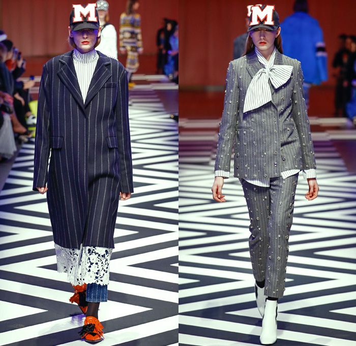 MSGM by Massimo Giorgetti 2017-2018 Fall Autumn Winter Womens Runway Catwalk Looks - Milano Moda Donna Collezione Milan Fashion Week Italy - 1950s Fifties Twin Peaks TV Show Owl Pine Trees Landscape Graphic Roses Flowers Floral Zigzag Stars Silk Satin Maxi Dress Geometric Racing Check Diamonds Skirt Frock Chunky Knit Sweaterdress Accordion Pleats Ruffles Quilted Waffle Puffer Eagle Embroidery Embellishments Decorated Bedazzled Jewels Shaggy Plush Fur Shearling Outerwear Coat Bomber Jacket Mix Mash Up Pinstripe Turtleneck Pantsuit Fringes Tiered Sheer Chiffon Tulle Lace Stripes One Shoulder Headscarf Stockings Tights Tote Handbag Purse Clutch Boots Logo High Street Skirt Over Pants