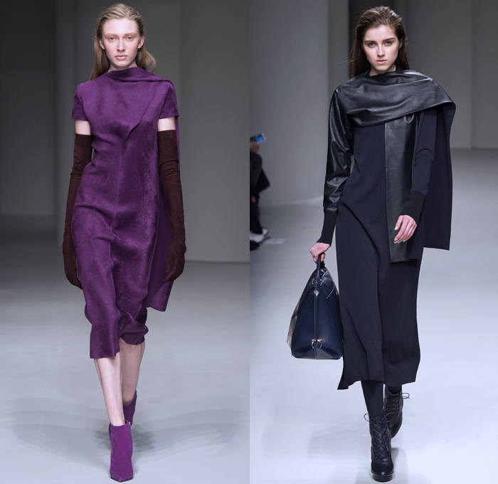 Salvatore Ferragamo 2017-2018 Fall Autumn Winter Womens Runway Catwalk Looks - Milano Moda Donna Collezione Milan Fashion Week Italy - Minimalist Outerwear Overcoat Coatdress Shaggy Plush Mink Fur Leather Sleeveless Vest Circular Sculptural Round Collar Tweed Jacket Blazer Turtleneck Knit Sweaterdress Jumper Quilted Waffle Puffer Down Parka Wide Lapel Suede Velour Velvet Sheer Silk Animal Tiger Stripes Leopard Cheetah Spots Capelet Elongated Sleeves Nipped Waist Gown Eveningwear Cocktail Maxi Dress Shawl Peel Away Noodle Strap Strap Brocade Jacquard Mix Match Mash Up Patterns Paper Bag Waist Office Businesswear Crocodile Clutch Purse Bag Arm Warmers Lace Up Boots Colored Sunglasses Wide Belt Tote Doctor's Bag