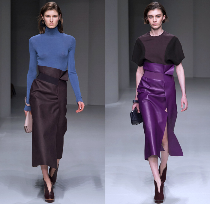 Salvatore Ferragamo 2017-2018 Fall Autumn Winter Womens Runway Catwalk Looks - Milano Moda Donna Collezione Milan Fashion Week Italy - Minimalist Outerwear Overcoat Coatdress Shaggy Plush Mink Fur Leather Sleeveless Vest Circular Sculptural Round Collar Tweed Jacket Blazer Turtleneck Knit Sweaterdress Jumper Quilted Waffle Puffer Down Parka Wide Lapel Suede Velour Velvet Sheer Silk Animal Tiger Stripes Leopard Cheetah Spots Capelet Elongated Sleeves Nipped Waist Gown Eveningwear Cocktail Maxi Dress Shawl Peel Away Noodle Strap Strap Brocade Jacquard Mix Match Mash Up Patterns Paper Bag Waist Office Businesswear Crocodile Clutch Purse Bag Arm Warmers Lace Up Boots Colored Sunglasses Wide Belt Tote Doctor's Bag