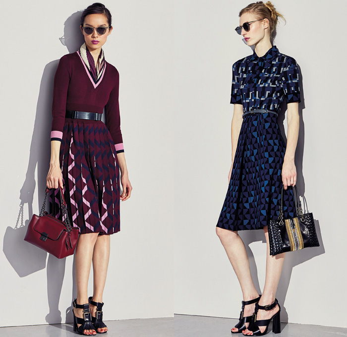 Bottega Veneta 2017 Pre Fall Autumn Womens Lookbook Presentation - Muted Pastels 1940s Forties Bedazzled Starburst Beads Studs Embroidery Balloon Bloated Sleeves Jacquard Gown Eveningwear Drapery Belted Waist Knit Sweater Jumper Accordion Pleats Skirt Frock Geometric Outerwear Blazer Jacket Leather Cargo Pockets Outerwear Trench Coat Bow Ribbon Knot Pantsuit Handbag Scarf Sunglasses Purse Clutch