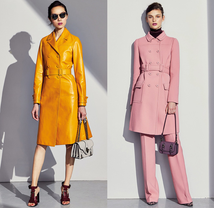 Bottega Veneta 2017 Pre Fall Autumn Womens Lookbook Presentation - Muted Pastels 1940s Forties Bedazzled Starburst Beads Studs Embroidery Balloon Bloated Sleeves Jacquard Gown Eveningwear Drapery Belted Waist Knit Sweater Jumper Accordion Pleats Skirt Frock Geometric Outerwear Blazer Jacket Leather Cargo Pockets Outerwear Trench Coat Bow Ribbon Knot Pantsuit Handbag Scarf Sunglasses Purse Clutch