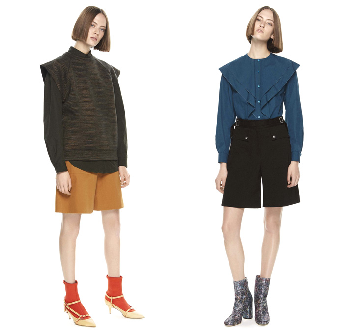 M Missoni 2017 Pre Fall Autumn Womens Lookbook Presentation - Oversized Outerwear Coat Knit Sweater Jumper Stripes Cargo Pockets Turtleneck Hooded Sweatshirt Skirt Frock Brocade Jacquard Ornamental Decorative Baroque Art Embroidery Wrap Twist Bandage Camouflage Foot Strap Abstract Triangle Cap Sleeve Shorts Ruffles Tiered Waves Mesh PVC Pants Trousers Blouse Drawstring Vest Cardigan Harness Fanny Pack Waist Pouch Belt Bag Sheer Chiffon Purse Clutch