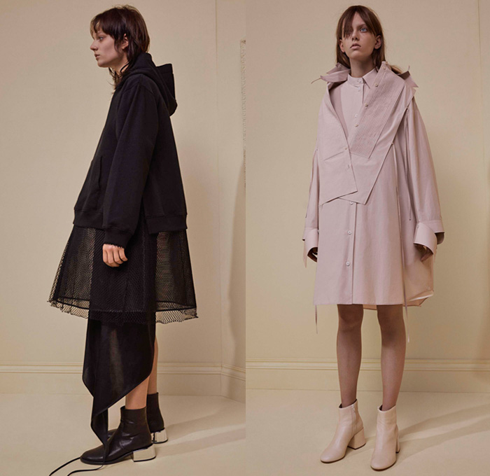 MM6 Maison Margiela 2017 Pre Fall Autumn Womens Lookbook Presentation - Oversized Outerwear Coat Knit Sweater Rose Flowers Floral Zebra A-line Dress Flare Pants Trousers Wide Bell Sleeves Silk Satin Turtleneck Crinoline Mesh Net Cinch Sweaterdress Tweed Wool Jacket Blazer Midi Skirt Sweatshirt Collar Panel Shirtdress Cargo Pockets Cardigan Asymmetrical Hem High Slit Bleached Denim Jeans Crocodile Cowgirl Fragile Boots Chain Purse Clutch