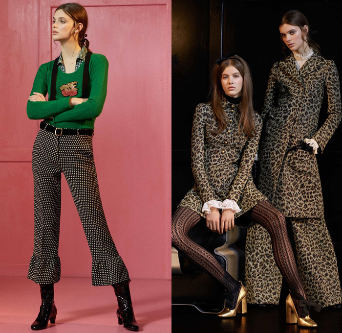 Philosophy Di Lorenzo Serafini 2017 Pre Fall Autumn Womens Lookbook Presentation - 1960s Sixties Mod 1970s Seventies Plush Fur Outerwear Coat Poncho Hanging Sleeve Cloak Cape Hotpants Shorts Over Stockings Lace Needlework Flowers Floral Silk Satin One Shoulder Maxi Dress Goddess Gown Balloon Sleeves Ruffles Accordion Pleats Pussycat Bow Ribbon Stars Hexagram Corduroy Blouse Long Sleeve Shirt Knit Sweater Jumper Vest Skirt Frock Embroidery Decorated Bedazzled Plaid Tartan Check Leather Bell Hem Cherries Leopard Wide Leg Trousers Palazzo Pants Stockings Tights Hosiery Boots Suede Pumps Purse Clutch Mini Bag 