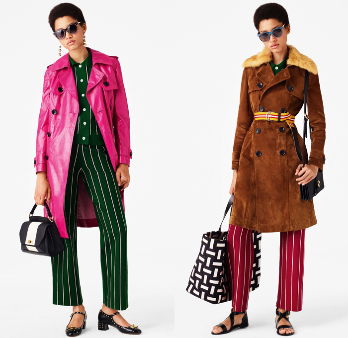 Bally of Switzerland 2017 Resort Cruise Pre-Spring Womens Lookbook Presentation - 1960s Sixties Mod 1970s Seventies Rock Acid Wash Bleached Mesh Fishnet Denim Jeans Stripes Flowers Floral Knitwear Turtleneck Outerwear Trench Coat Embroidery Silk Jogger Sweatpants Suede Tote Handbag Poodle Skirt Accordion Pleats Jacket Pussycat Bow Ribbon Quilted Waffle Puffer Hypnotic Snakeskin Boots