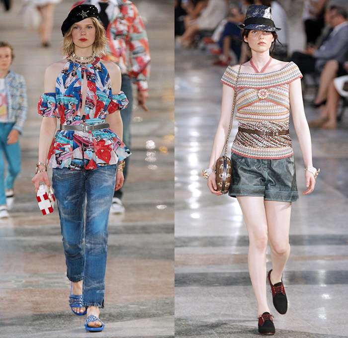 Chanel 2017 Resort Cruise Pre-Spring Womens Runway Catwalk Looks Collection Karl Lagerfeld - Havana Cuba Denim Jeans Fedora Straw Hat Vintage Cars Beret Brogues Lace Organza Tweed 1950s Fifties Embroidery Bedazzled Jewels Sequins Jacket Blazer Sheer Chiffon Mesh Halterneck Crochet Weave Knitwear Shorts Fringes Maxi Dress Birds Parrot Ruffles Pleats Flowers Floral Wide Leg Palazzo Pants Necktie Tutu Brooch Blouse Stripes