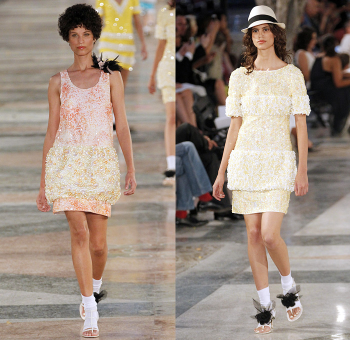 Chanel 2017 Resort Cruise Pre-Spring Womens Runway Catwalk Looks Collection Karl Lagerfeld - Havana Cuba Denim Jeans Fedora Straw Hat Vintage Cars Beret Brogues Lace Organza Tweed 1950s Fifties Embroidery Bedazzled Jewels Sequins Jacket Blazer Sheer Chiffon Mesh Halterneck Crochet Weave Knitwear Shorts Fringes Maxi Dress Birds Parrot Ruffles Pleats Flowers Floral Wide Leg Palazzo Pants Necktie Tutu Brooch Blouse Stripes