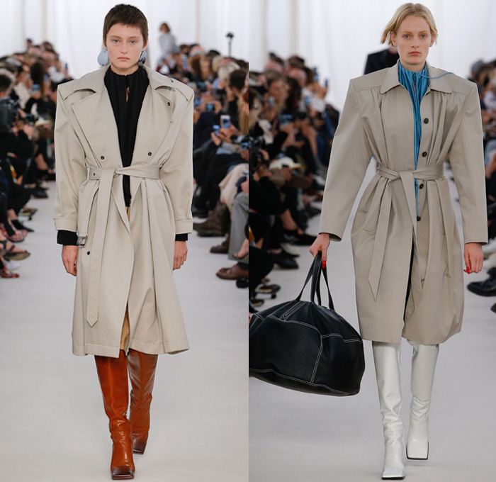 Balenciaga 2017 Spring Summer Womens Runway Catwalk Looks - Mode à Paris Fashion Week Mode Féminin France - Frankenstein Football Shoulders Shoulder Pads Whalebone Rod Oversized Outerwear Trench Coat Overcoat Tuxedo Jacket Blazer Rainwear Parka Cape Cloak Latex Quilted Waffle Puffer Down Vest Gilet Spandex Stretch Leggings Curtain Neck Silk Satin Drapery Maxi Dress Solid Color Asymmetrical Hem Blouse Wrap Stripes Pussycat Bow Stars Dots Flowers Floral Leaves Foliage Print Shirtdress Mesh Lace Knit Tie Up Hood Wrapped Boots Comforter Tote Bag Brooch Gloves Chain