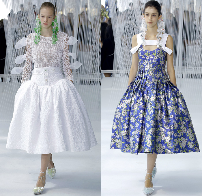 DELPOZO 2017 Spring Summer Womens Runway Catwalk Looks - New York Fashion Week - Luminosity Fairy Tale Fantasy Organic Shape Plaid Tartan Wide Leg Trousers Palazzo Pants Culottes Outerwear Trench Coat Blouse Winged Bulb Sleeves Bell Handkerchief Hem Bow Ribbon Knot Folds Orchid Earrings Embossed Peplum Fringes Ruffles Petals Blossoming Flower Floral Knit Brocade Cloqué Tiered Silk Sheer Chiffon Tulle Bedazzled Jewels Dress Gown Eveningwear Mesh Stripes Crop Top Midriff Shawl Miniskirt Fan Front Poodle Circle Skirt Handbag Metallic