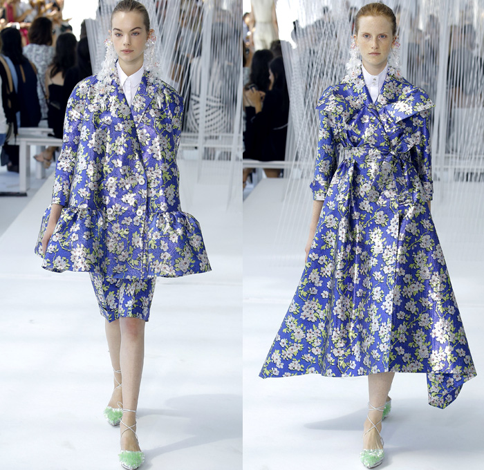 DELPOZO 2017 Spring Summer Womens Runway Catwalk Looks - New York Fashion Week - Luminosity Fairy Tale Fantasy Organic Shape Plaid Tartan Wide Leg Trousers Palazzo Pants Culottes Outerwear Trench Coat Blouse Winged Bulb Sleeves Bell Handkerchief Hem Bow Ribbon Knot Folds Orchid Earrings Embossed Peplum Fringes Ruffles Petals Blossoming Flower Floral Knit Brocade Cloqué Tiered Silk Sheer Chiffon Tulle Bedazzled Jewels Dress Gown Eveningwear Mesh Stripes Crop Top Midriff Shawl Miniskirt Fan Front Poodle Circle Skirt Handbag Metallic