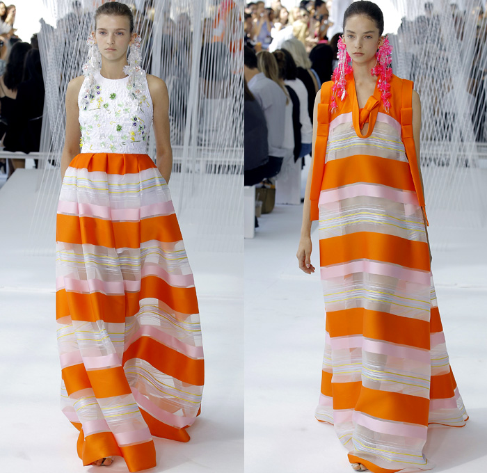 DELPOZO 2017 Spring Summer Womens Runway Catwalk Looks - New York Fashion Week - Luminosity Fairy Tale Fantasy Organic Shape Plaid Tartan Wide Leg Trousers Palazzo Pants Culottes Outerwear Trench Coat Blouse Winged Bulb Sleeves Bell Handkerchief Hem Bow Ribbon Knot Folds Orchid Earrings Embossed Peplum Fringes Ruffles Petals Blossoming Flower Floral Knit Brocade Cloqué Tiered Silk Sheer Chiffon Tulle Bedazzled Jewels Dress Gown Eveningwear Mesh Stripes Crop Top Midriff Shawl Miniskirt Fan Front Poodle Circle Skirt Handbag Metallic