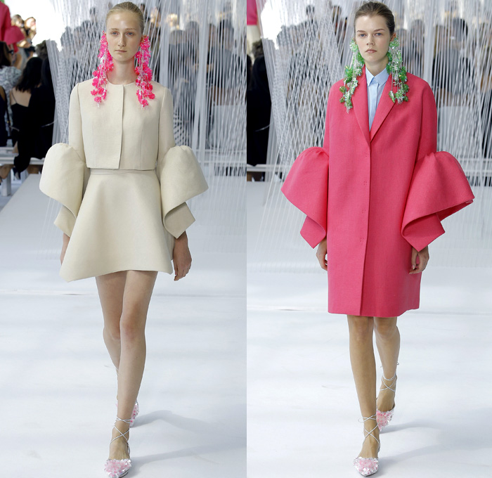 DELPOZO 2017 Spring Summer Womens Runway Catwalk Looks - New York Fashion Week - Luminosity Fairy Tale Fantasy Organic Shape Plaid Tartan Wide Leg Trousers Palazzo Pants Culottes Outerwear Trench Coat Blouse Winged Bulb Sleeves Bell Handkerchief Hem Bow Ribbon Knot Folds Orchid Earrings Embossed Peplum Fringes Ruffles Petals Blossoming Flower Floral Knit Brocade Cloqué Tiered Silk Sheer Chiffon Tulle Bedazzled Jewels Dress Gown Eveningwear Mesh Stripes Crop Top Midriff Shawl Miniskirt Fan Front Poodle Circle Skirt Handbag Metallic