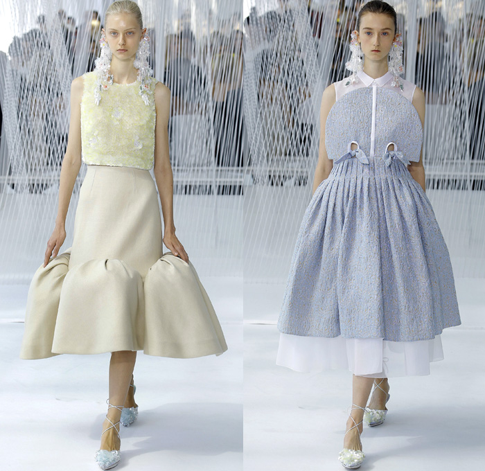 DELPOZO 2017 Spring Summer Womens Runway Catwalk Looks - New York Fashion Week - Luminosity Fairy Tale Fantasy Organic Shape Plaid Tartan Wide Leg Trousers Palazzo Pants Culottes Outerwear Trench Coat Blouse Winged Bulb Sleeves Bell Handkerchief Hem Bow Ribbon Knot Folds Orchid Earrings Embossed Peplum Fringes Ruffles Petals Blossoming Flower Floral Knit Brocade Cloqué Tiered Silk Sheer Chiffon Tulle Bedazzled Jewels Dress Gown Eveningwear Mesh Stripes Crop Top Midriff Shawl Miniskirt Fan Front Poodle Circle Skirt Handbag Metallic