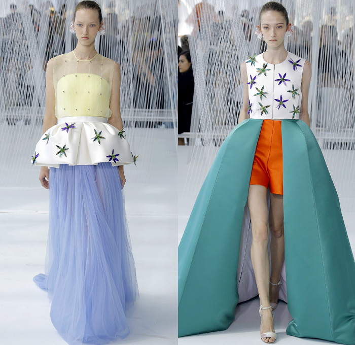 DELPOZO 2017 Spring Summer Womens Runway Catwalk Looks - New York Fashion Week - Luminosity Fairy Tale Fantasy Organic Shape Plaid Tartan Wide Leg Trousers Palazzo Pants Culottes Outerwear Trench Coat Blouse Winged Bulb Sleeves Bell Handkerchief Hem Bow Ribbon Knot Folds Orchid Earrings Embossed Peplum Fringes Ruffles Petals Blossoming Flower Floral Knit Brocade Cloqué Tiered Silk Sheer Chiffon Tulle Bedazzled Jewels Dress Gown Eveningwear Mesh Stripes Crop Top Midriff Shawl Miniskirt Fan Front Poodle Circle Skirt Handbag Metallic