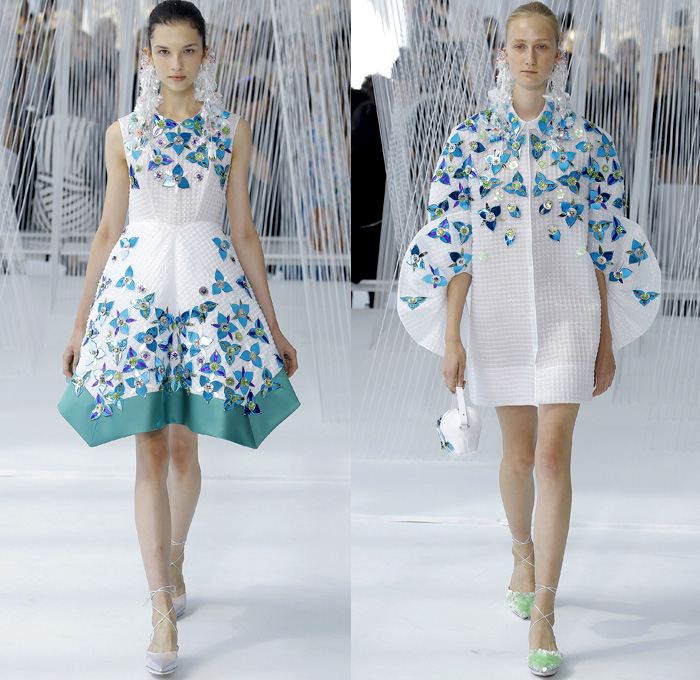 DELPOZO 2017 Spring Summer Womens Runway Catwalk Looks - New York Fashion Week - Luminosity Fairy Tale Fantasy Organic Shape Plaid Tartan Wide Leg Trousers Palazzo Pants Culottes Outerwear Trench Coat Blouse Winged Bulb Sleeves Bell Handkerchief Hem Bow Ribbon Knot Folds Orchid Earrings Embossed Peplum Fringes Ruffles Petals Blossoming Flower Floral Knit Brocade Cloqué Tiered Silk Sheer Chiffon Tulle Bedazzled Jewels Dress Gown Eveningwear Mesh Stripes Crop Top Midriff Shawl Miniskirt Fan Front Poodle Circle Skirt Handbag Metallic