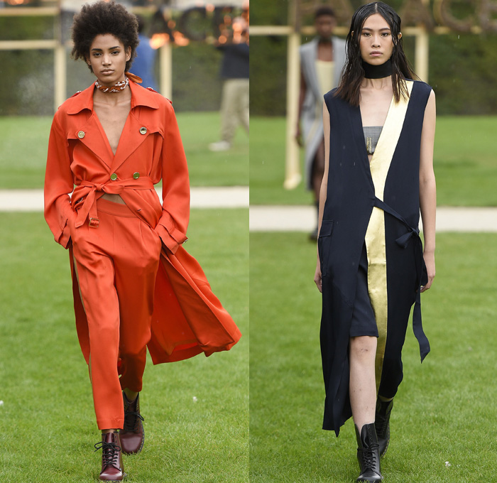 Each x Other 2017 Spring Summer Womens Runway Catwalk Looks - Mode à Paris Fashion Week Mode Féminin France - Musée Des Arts Decoratifs Pinstripe Chunky Knit Mesh Perforated Sweater Vest Waistcoat Blouse Blazer Jacket Pantsuit Trench Coat Fringes Suede Lace Up Crop Top Midriff Asymmetrical Hem Arm Warmers Shirtdress Wrap Cargo Pockets One Shoulder Cutout Camouflage Pinafore Dress Romper Onesie Denim Jeans Panel Frayed Raw Hem Wide Leg Pins Boots Choker Hotpants Hat Beret