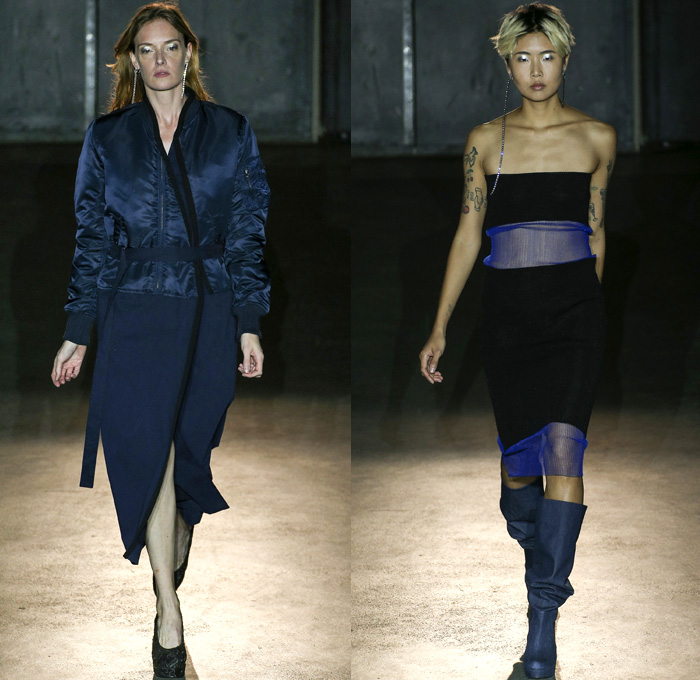 Lutz Huelle 2017 Spring Summer Womens Runway Catwalk Looks - Mode à Paris Fashion Week Mode Féminin France - Denim Jeans Mix Combo Panels Deconstructed Outerwear Coat Skirt Frock Maxi Dress Pants Trousers Kimono Robe Wrap Coatdress Jacketdress Lace Camouflage Knitwear Ribbed Sheer Chiffon Belted Waist Snap Buttons Tearaway One Shoulder Elongated Sleeves Blouse Noodle Spaghetti Strap String Earrings Contrast Stitching