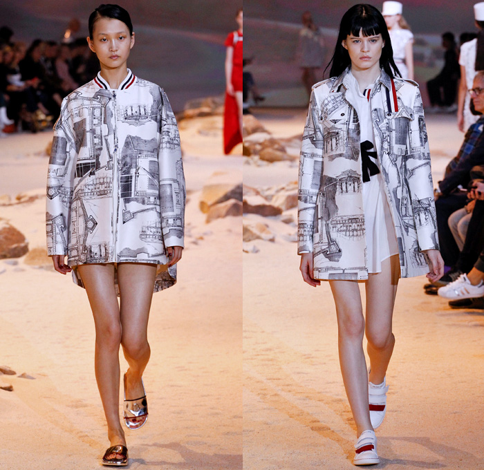 Moncler Gamme Rouge 2017 Spring Summer Womens Runway Catwalk Looks - Mode à Paris Fashion Week Mode Féminin France - French Foreign Legion Uniforms Military Officer 18th Century Architectural Plans Blueprints Shorts Buttons Dress Cape French Flag Colors Tri-Color Metallic Silver Quilted Waffle Drawstring Miniskirt Ornaments Embroidery Bedazzled Outerwear Coatdress Insect Beetle Gilet Bomber Jacket Leaves Foliage Macramé Lace Embroidery Ribbon Paisley Shirtdress Fanny Pack Waist Pouch Belt Bag Kepi Cap Harness Slippers Sneakers