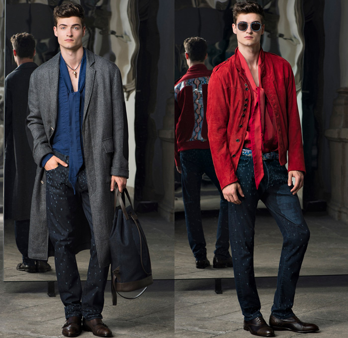 Trussardi 2017 Spring Summer Mens Lookbook Presentation - Milano Moda Uomo Collezione Milan Fashion Week Italy - Outerwear Coat Wool Blazer Suede Scarf Snakeskin Face Illustration Sweater Jumper Elastic Hem Cardigan White Ensemble Plaid Bootcut Bootleg Trousers Knitwear Oxfords Sunglasses Boots Sleepwear Pajamas Lounge Pop Art Boxing Shorts Bag