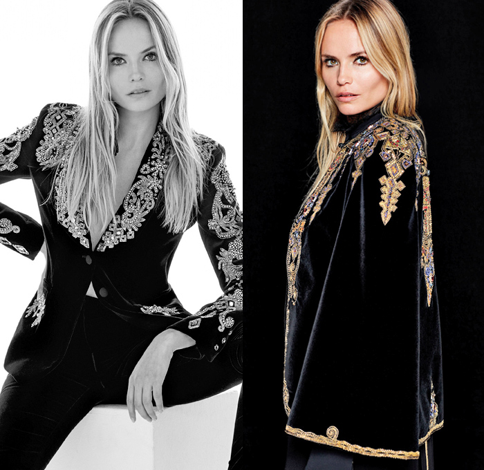 Peter Dundas 2018-2019 Fall Autumn Winter Womens Lookbook Presentation - Milano Moda Donna Collezione Milan Fashion Week Italy Natasha Poly - Moscow Russia 1970s Ethnic Folk Decorative Art Velvet Tassels Fringes Embroidery Bedazzled Jewels Lace Sheer Chiffon Tulle Mesh Sequins Flowers Floral Camouflage Ruffles Leopard Red Star Snakeskin Coat Robe Cape Poncho Pantsuit Tunic Blouse Cocktail Dress Goddess Gown Shirtdress Corset Crop Top Noodle Strap Tiered Strapless Rope Heels Scarf Boots 