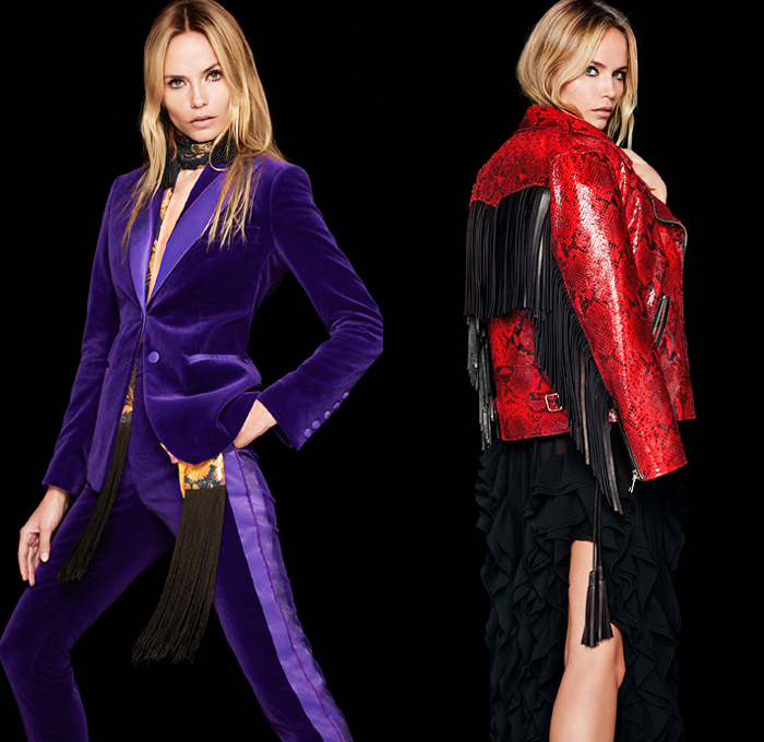 Peter Dundas 2018-2019 Fall Autumn Winter Womens Lookbook Presentation - Milano Moda Donna Collezione Milan Fashion Week Italy Natasha Poly - Moscow Russia 1970s Ethnic Folk Decorative Art Velvet Tassels Fringes Embroidery Bedazzled Jewels Lace Sheer Chiffon Tulle Mesh Sequins Flowers Floral Camouflage Ruffles Leopard Red Star Snakeskin Coat Robe Cape Poncho Pantsuit Tunic Blouse Cocktail Dress Goddess Gown Shirtdress Corset Crop Top Noodle Strap Tiered Strapless Rope Heels Scarf Boots 