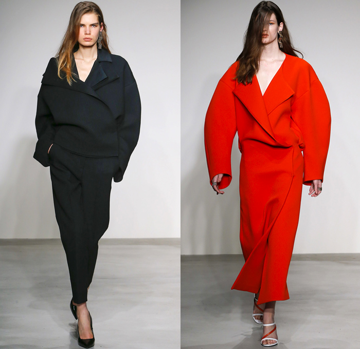 Krizia 2018-2019 Fall Autumn Winter Womens Runway Catwalk Looks - Milano Moda Donna Collezione Milan Fashion Week Italy - Animalier Animals Ram Wolf Bear Cheetah Stripes Zigzag Geometric Trompe L'oeil Embroidery Appliqués Suspenders Belts Straps Sheer Chiffon Accordion Pleats Metallic Drapery Flowers Floral Mesh Lasercut Oversized Outerwear Coat Noodle Strap Strapless Knit Jumper Turtleneck Sweaterdress Onesie Jumpsuit Coveralls Blouse Shirt Slim Pants Boots Heels Clutch Purse Bag