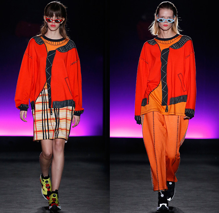 Krizia Robustella 2018-2019 Fall Autumn Winter Womens Runway Catwalk Looks - 080 Barcelona Fashion Catalonia Spain - Trendy Flock The North Fake Satirical Illustration Trompe L'oeil Cartoonish Colorful TMNT Teenage Mutant Ninja Turtles Streetwear Fake Coat Shirt Cardigan Blouse-Coat-Look Stitching Sweater-Coat-Look Pockets Bomber Jacket Sweater-Romper-Look Cow Print Polka Dots Crop Top Midriff Shirtdress Sweaterdress Tie Up Waist Miniskirt Trackpants Jogger Sunglasses Trainers Socks Fake Backpack