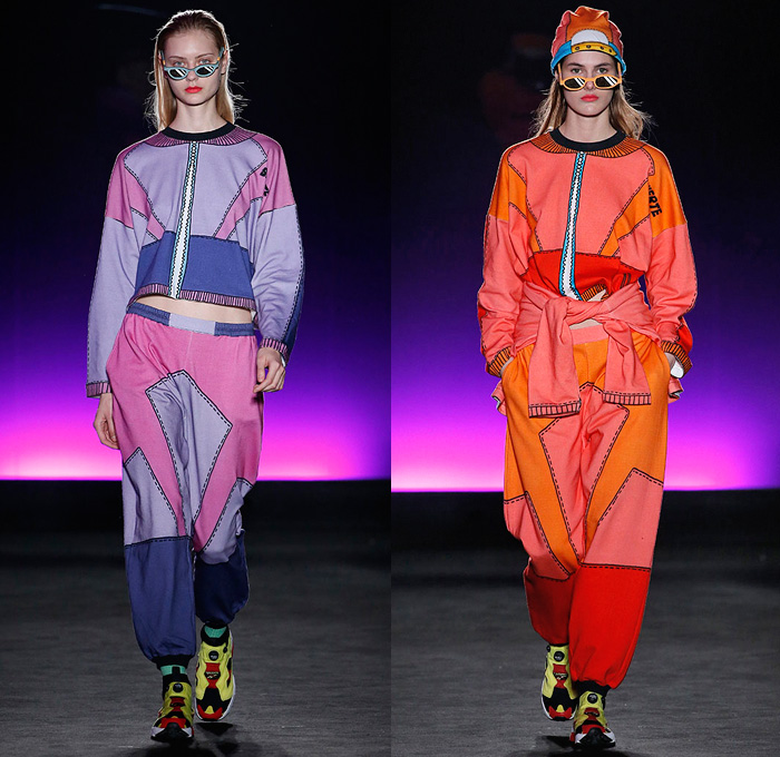 Krizia Robustella 2018-2019 Fall Autumn Winter Womens Runway Catwalk Looks - 080 Barcelona Fashion Catalonia Spain - Trendy Flock The North Fake Satirical Illustration Trompe L'oeil Cartoonish Colorful TMNT Teenage Mutant Ninja Turtles Streetwear Fake Coat Shirt Cardigan Blouse-Coat-Look Stitching Sweater-Coat-Look Pockets Bomber Jacket Sweater-Romper-Look Cow Print Polka Dots Crop Top Midriff Shirtdress Sweaterdress Tie Up Waist Miniskirt Trackpants Jogger Sunglasses Trainers Socks Fake Backpack