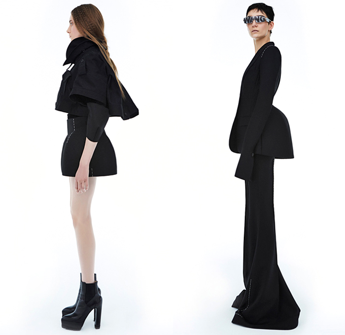 Vera Wang 2018-2019 Fall Autumn Winter Womens Lookbook Presentation - Mode à Paris Fashion Week France - The Tudors 16th Century England Madonna Structural Sculptural Angular Medieval Warrior Bulb Bloated Lace Velvet Panels Satin Coat Jacket Knit Sweater Elongated Hem Sleeves Cone Bralette Armor Sleeves Crop Top Midriff Cargo Pockets Pantsuit Strapless Cutout Shoulders Peplum Dome Bell Skirt Shorts Super Flare Dress Gown Eveningwear Tutu Draped Platform Shoes Boots Sunglasses Shades