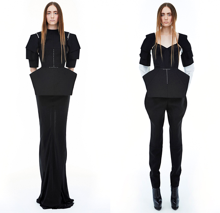 Vera Wang 2018-2019 Fall Autumn Winter Womens Lookbook Presentation - Mode à Paris Fashion Week France - The Tudors 16th Century England Madonna Structural Sculptural Angular Medieval Warrior Bulb Bloated Lace Velvet Panels Satin Coat Jacket Knit Sweater Elongated Hem Sleeves Cone Bralette Armor Sleeves Crop Top Midriff Cargo Pockets Pantsuit Strapless Cutout Shoulders Peplum Dome Bell Skirt Shorts Super Flare Dress Gown Eveningwear Tutu Draped Platform Shoes Boots Sunglasses Shades