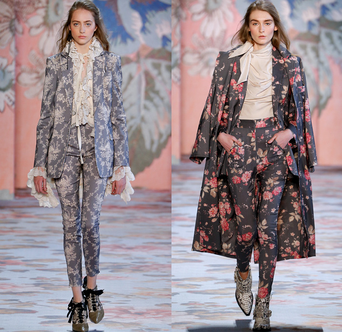 Zimmermann 2018-2019 Fall Autumn Winter Womens Runway Catwalk Looks - New York Fashion Week NYFW - Unbridled Victorian Era Bohemian Western Equestrian Maria Clara Shoulders Flowers Floral Lace Droplets Mesh Silk Satin Loops Ruffles Drapery Plaid Check Plush Fur Shearling Coat Jacket Pantsuit Wrap Tie Up Corset Maxi Dress Goddess Gown Knit Sweater Peasant Prairie Dress Mullet Hem High-Low Waterfall Skirt Leggings Micro Bag Boots Snakeskin Canister Fanny Pack Waist Pouch Belt Bum Bag