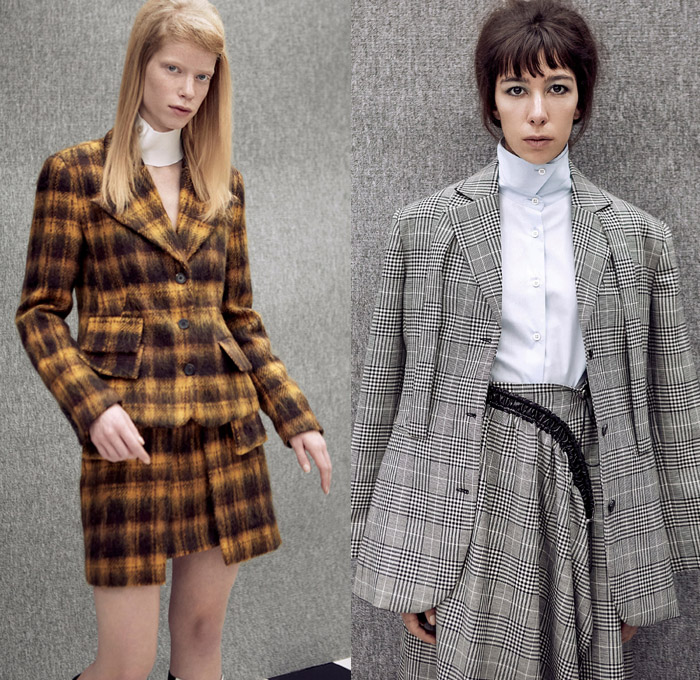 Aalto 2018 Pre Fall Autumn Womens Lookbook Presentation - Love Records Denim Jeans Paper Cutout Hem Extra Flap Trucker Jacket Flare Bell Bottom Trench Coat Blouse Shirt Blazer Strap Loose Tie One Shoulder Turtleneck Parka Quilted Waffle Puffer Down Parka Detachable Panels Cape Plush Mohair Fur Stripes Plaid Tartan Check Zipper Knit Embroidery Flowers Floral Lace Up Wide Leg Trousers Palazzo Pants Miniskirt Petal Hem Cinch Dress Backpack Bag Repack Crossbody Reusable Packaging Platforms Shoes