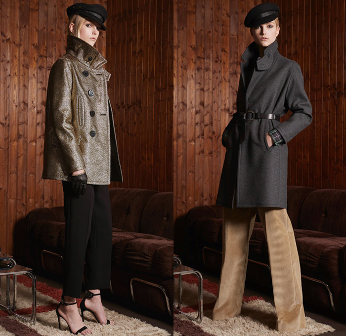 Dsquared2 2018 Pre Fall Autumn Womens Lookbook Presentation - Denim Jeans Outerwear Field Jacket Overcoat Peacoat Knit Sweater Sweatshirt Turtleneck Motorcycle Biker Tuxedo Jacket Plaid Tartan Check Stripes Corduroy Metallic Camouflage Wool Logo Tuxedo Stripe Leopard One Shoulder Strapless Dress Wide Leg Trousers Palazzo Pants Flare Long Skirt Officer Newspaperboy Bucket Hat Fedora Scarf Fleece Fur Heels Straps Cargo Pockets Thigh High Boots Half Gloves