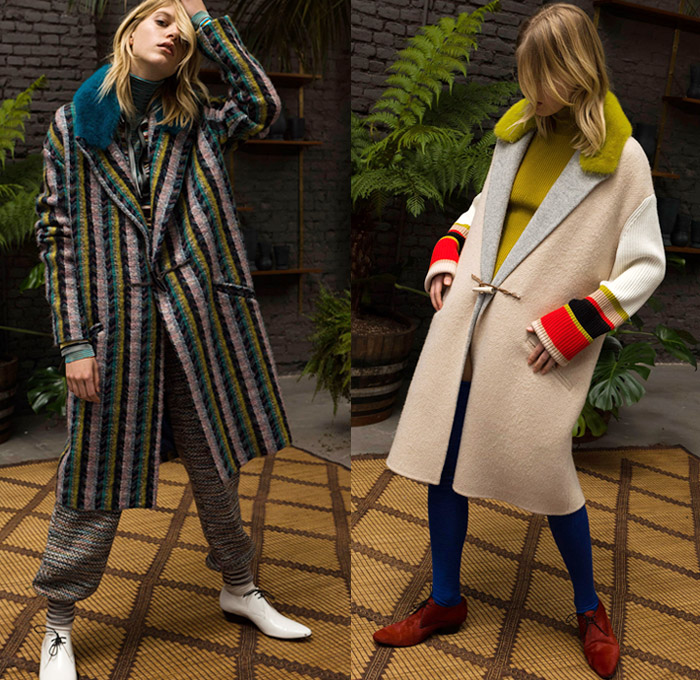 Missoni 2018 Pre Fall Autumn Womens Lookbook Presentation - Fringes Decorative Art Tribal Ethnic Folk Knit Crochet Basketweave Tweed Wool Check Bedazzled Spangles Paillettes Flowers Floral Stripes Zigzag Outerwear Overcoat Bathrobe Sweater Turtleneck Vest Cardigan Shaggy Plush Fur Shearling Pantsuit Maxi Dress Onesie Jumpsuit Coveralls Wide Leg Trousers Palazzo Pants Leggings Tights Stockings Hosiery Long Skirt Jogger Sweatpants Scarf Gloves Mittens Knit Cap Beanie Brogues Fur Belt Floppy Hat