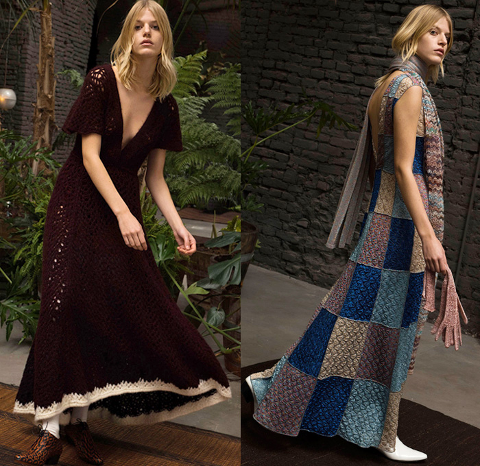 Missoni 2018 Pre Fall Autumn Womens Lookbook Presentation - Fringes Decorative Art Tribal Ethnic Folk Knit Crochet Basketweave Tweed Wool Check Bedazzled Spangles Paillettes Flowers Floral Stripes Zigzag Outerwear Overcoat Bathrobe Sweater Turtleneck Vest Cardigan Shaggy Plush Fur Shearling Pantsuit Maxi Dress Onesie Jumpsuit Coveralls Wide Leg Trousers Palazzo Pants Leggings Tights Stockings Hosiery Long Skirt Jogger Sweatpants Scarf Gloves Mittens Knit Cap Beanie Brogues Fur Belt Floppy Hat