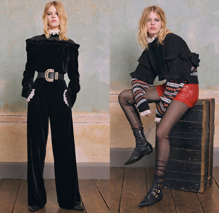 Philosophy di Lorenzo Serafini 2018 Pre Fall Autumn Womens Lookbook Presentation - Outerwear Overcoat Blazer Knit Sweater Leopard Plaid Tartan Check Lace Needlework Ruffles Polka Dots Velvet Mesh Pearls Flowers Floral Garden Squirrels Decorative Art Stripes High Waist Stockings Fishnet Shorts Maxi Dress Goddess Gown Eveningwear Strapless Long Skirt Shawl Scarf Straps Belts Boots Pouch