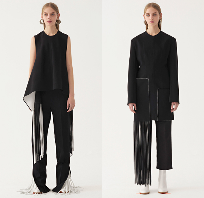 Ports 1961 2018 Pre Fall Autumn Womens Lookbook Presentation - Oversized Outerwear Trench Coat Long Overcoat Parka Blazer Double Triple Lapel Knit Blouse Sweater Shirtdress Cutout Sleeves Turtleneck Metallic Foil Leaves Foliage Metal Rings Fringes Leopard Zebra Stripes Stripes Checkerboard Picnic Check Buttoned Panel Ruffles Pleats Angular Handkerchief Hem Maxi Dress Elongated Hem Cropped Pants Boots Tote Handbag