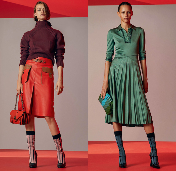 Bottega Veneta 2018 Resort Cruise Pre-Spring Womens Lookbook Presentation - Outerwear Overcoat Coatdress Shaggy Plush Fur Stripes Blazer Jacket Anorak Windbreaker Turtleneck Knit Sweater Jumper Sleeveless Dress Embroidery Decorated Bedazzled Metallic Studs Accordion Pleats Windowpane Check Cargo Pockets Leather Silk Satin Butterflies Flowers Floral Leaves Foliage Botanical Print Skirt Frock Handbag Purse Clutch Weave Sunglasses Suede Drawstring Necklace Boots Socks Pumps High Heels