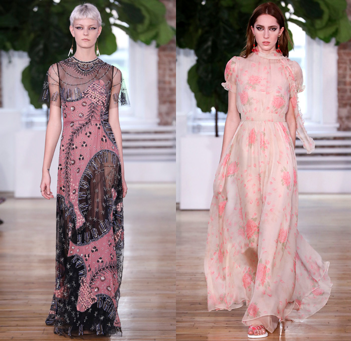 Valentino 2018 Resort Cruise Pre-Spring Womens Runway Catwalk Looks Collection - Knit Crochet Threads Weave Fringes Embroidery Adornments Decorated Bedazzled Pop Art Lipstick Lace Ornamental Decorative Art Tribal Ethnic Folk Metallic Studs Sequins Flowers Floral Roses Leaves Foliage Motif Outerwear Trench Coat Anorak Windbreaker Track Jacket Bomber Jacket Shaggy Plush Fur Leather Turtleneck Sweater Jumper Blouse Shirtdress Maxi Dress Goddess Gown Eveningwear Noodle Spaghetti Strap Sheer Chiffon Organza Skirt Frock Accordion Pleats Silk Satin Denim Jeans Cutout Cuffs Slouchy Buttons Wide Leg Trousers Palazzo Pants Slippers Tote Bag Socks High Heels Sneakers Trainers Fanny Pack Waist Pouch Belt Bag