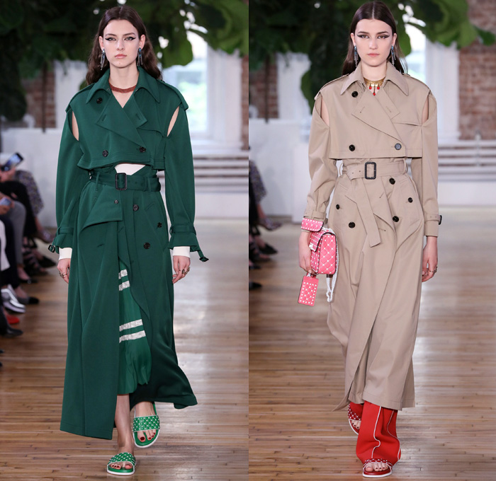 Valentino 2018 Resort Cruise Pre-Spring Womens Runway Catwalk Looks Collection - Knit Crochet Threads Weave Fringes Embroidery Adornments Decorated Bedazzled Pop Art Lipstick Lace Ornamental Decorative Art Tribal Ethnic Folk Metallic Studs Sequins Flowers Floral Roses Leaves Foliage Motif Outerwear Trench Coat Anorak Windbreaker Track Jacket Bomber Jacket Shaggy Plush Fur Leather Turtleneck Sweater Jumper Blouse Shirtdress Maxi Dress Goddess Gown Eveningwear Noodle Spaghetti Strap Sheer Chiffon Organza Skirt Frock Accordion Pleats Silk Satin Denim Jeans Cutout Cuffs Slouchy Buttons Wide Leg Trousers Palazzo Pants Slippers Tote Bag Socks High Heels Sneakers Trainers Fanny Pack Waist Pouch Belt Bag