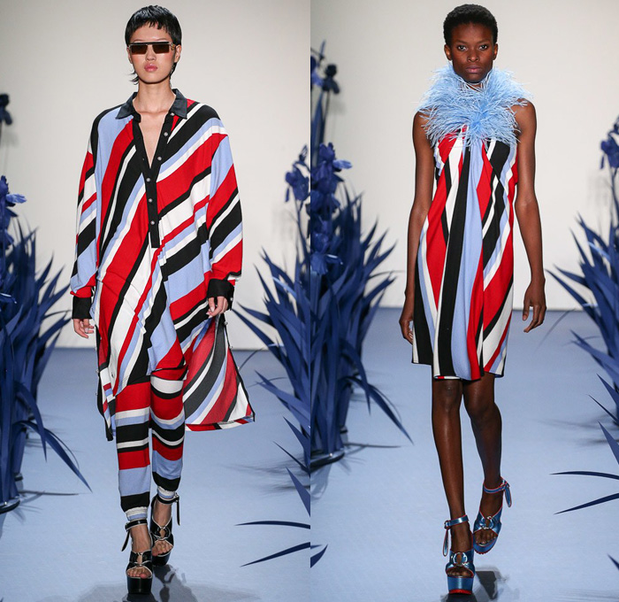 Adam Selman 2018 Spring Summer Womens Runway Catwalk Looks - New York Fashion Week NYFW - Iris Flowers Floral Botanical Print Graphic Motif Sheer Sheen Fringes Crop Top Midriff Plaid Picnic Check Pseudo Drawn Pockets Halterneck Swimwear Bikini Top Miniskirt Frock Outerwear Trench Coat Robe Maxi Dress Gown Silk Satin Sleepwear Pajamas Lounge Noodle Strap Shirtdress Mesh Pearls Strapless Snap Buttons Tearaway Pantsuit Neck Flap Garden Hat Denim Trucker Jacket Jeans Blouse Shirt Cutoffs Shorts