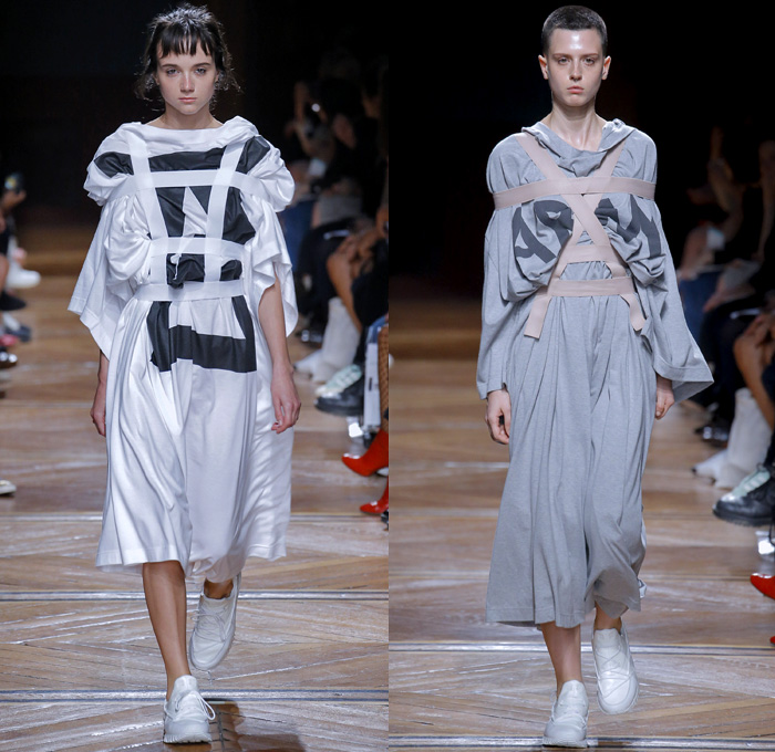 ANREALAGE 2018 Spring Summer Womens Runway Catwalk Looks - Mode à Paris Fashion Week Mode Féminin France - Mechanochromic Technology Kinetic Energy Light Kinesiology Strips Sports Tape Strapped Cinch Nylon Parachute Sportswear Athleisure Fitness Jersey Activewear Mesh Silk Cage Lattice Wrinkled Futuristic Plaid Tartan Check Leg O'Mutton Balloon Sleeves Blouse Sweatshirt Jacket Sweater Trench Coat Dress Skirt Leggings Onesie Jumpsuit Trainers Fanny Pack Waist Pouch Belt Bag