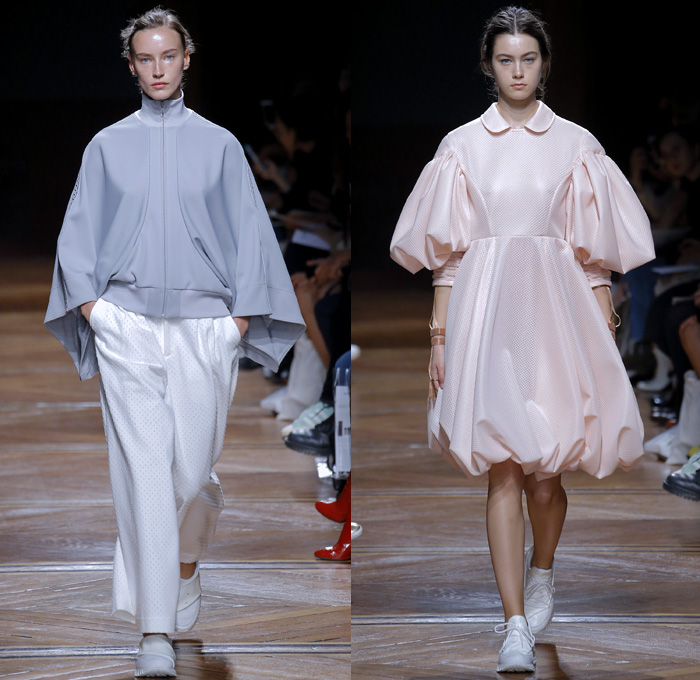 ANREALAGE 2018 Spring Summer Womens Runway Catwalk Looks - Mode à Paris Fashion Week Mode Féminin France - Mechanochromic Technology Kinetic Energy Light Kinesiology Strips Sports Tape Strapped Cinch Nylon Parachute Sportswear Athleisure Fitness Jersey Activewear Mesh Silk Cage Lattice Wrinkled Futuristic Plaid Tartan Check Leg O'Mutton Balloon Sleeves Blouse Sweatshirt Jacket Sweater Trench Coat Dress Skirt Leggings Onesie Jumpsuit Trainers Fanny Pack Waist Pouch Belt Bag