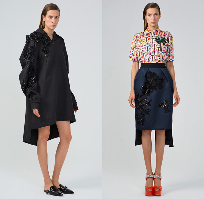 Dice Kayek 2018 Spring Summer Womens Lookbook Presentation - Mode à Paris Fashion Week Mode Féminin France - Volumized Sculptural Polka Dots Sash Ribbon Bow Tie Up Ruffles Flounce Sheer Chiffon Tulle Silk Satin Tiered Accordion Pleats Brooch Broach Broche Embroidery Appliqués Bedazzled Jewels Gemstones Flowers Floral Squares Fringes Check Coat Blazer Blouse Leg O'Mutton Sleeves Shirtdress Sweatshirt Vest Pantsuit Butterfly Shoulders Dress High Waist Skirt Wide Leg Mismatch Mules Flats Platforms