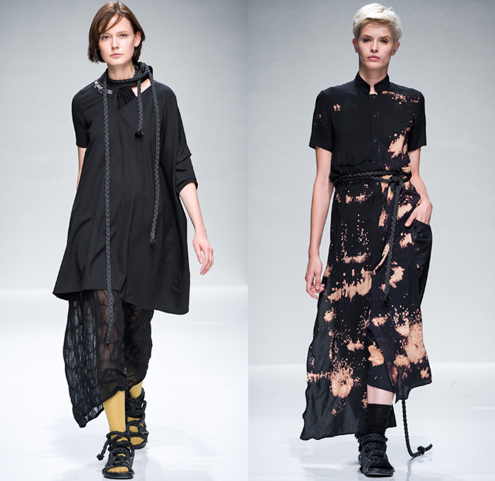 Minimal to 2018 Spring Summer Womens Runway Catwalk Looks - Who is on Next? 2017 Donna Altaroma Rome Italy - Ropes Harness Tie Up Stripes Drawings Ink Accordion Pleats Embossed Engraved Brocade Mesh Fishnet Sheer Chiffon Organza Tie-Dye Jacket Maxi Dress Shirtdress Socks With Sandals Pouch Storage Bag
