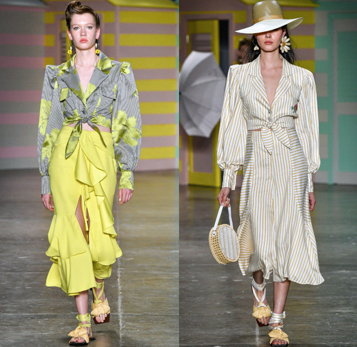 PatBo by Patricia Bonaldi 2018 Summer Womens Runway Catwalk Looks - São Paulo Fashion Week N44 Verão 2018 Brasil Southern Hemisphere Moda Desfiles - 1920s Twenties Beach Denim Jeans Robe Kimono Wrap Patches Tulips Flowers Floral Mushrooms Butterflies Birds Flying Fish Embroidery Coatdress Bomber Jacket Sweatshirt Sweater Fringes Tie Up Knot Ribbon Cross Halterneck Mesh Knit Crochet Lace Maxi Dress Gown Eveningwear Peplum One Shoulder Noodle Strap Velvet Jogger Sweatpants Plaid Check Stripes Satin Crop Top Pointed Shoulders Ruffles Swimsuit Bikini Top Boxy Canteen Handbag Sandals Wide Brim Hat Umbrella