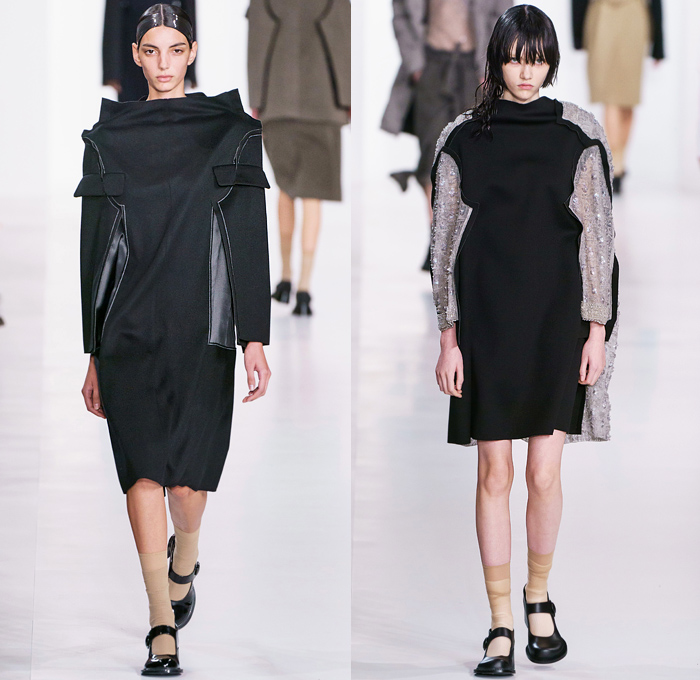 Maison Martin Margiela 2019-2020 Fall Autumn Winter Womens Runway Catwalk Looks John Galliano - Mode à Paris Fashion Week France - Co-Ed Swan Lake Glam Slam Minimalism Flamingo Nylon Sequence Felt Mackintosh Trench Coat Knit Deconstructed Hybrid Inside Out Stitches Wide Neck Wool Puffer Quilted Down Bubble Grey Bedazzled Sequins Plume Embroidery Couch Sheer Chiffon Twill High Shoulders Suit Trenchskirt Wide Leg Pants Zipper Handbag Boots Mary Jane Shoes